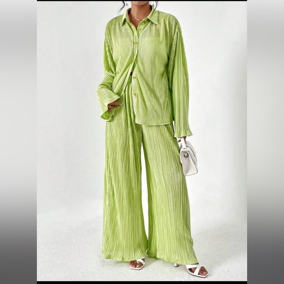 SHEIN Essnce Drop Shoulder Shirt & Wide Leg Pants large two piece matching set - Picture 10 of 11